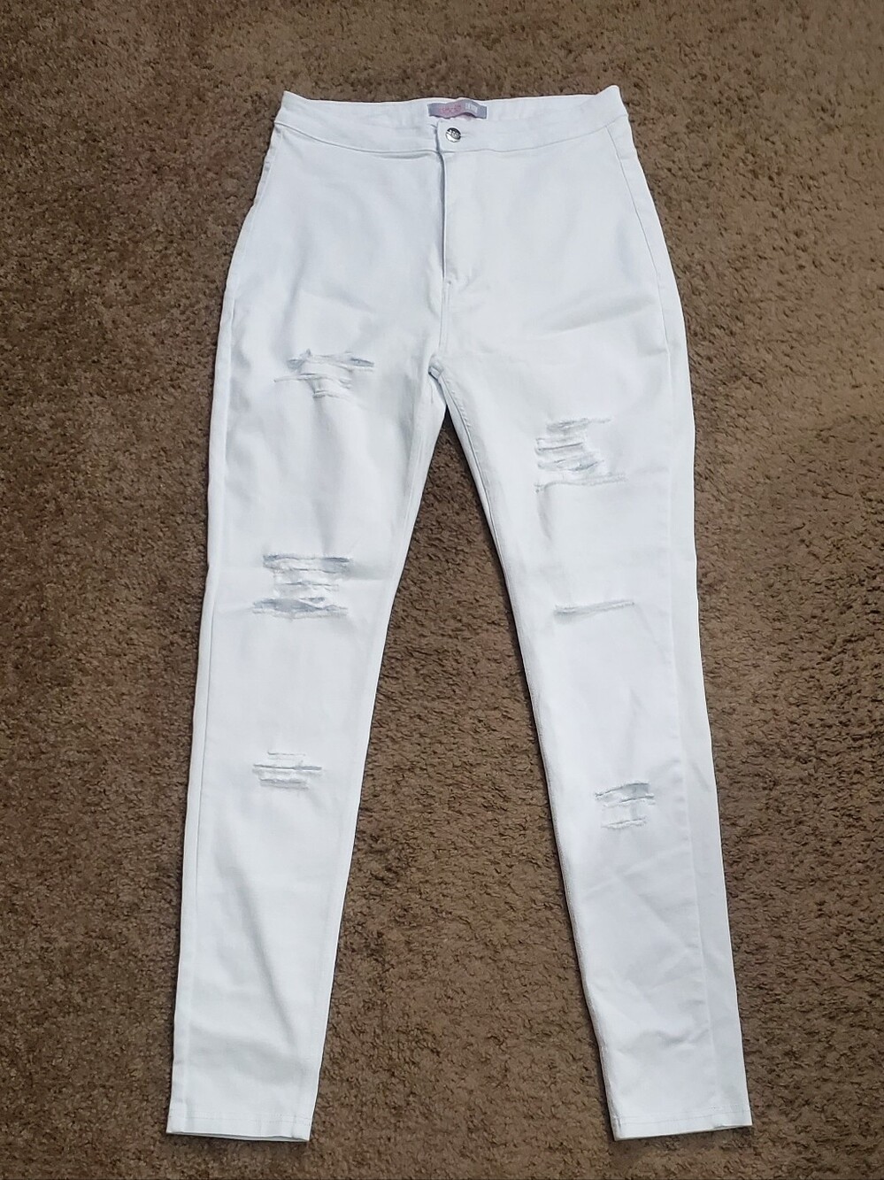 Dodo Jeans Girls Distressed White Stretch Denim